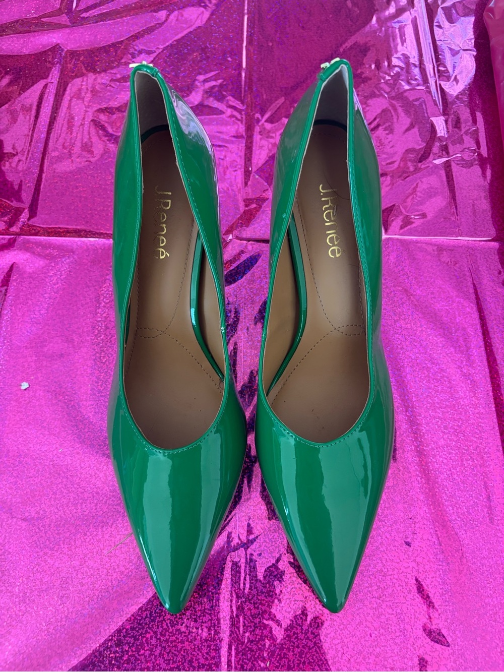 J.Renee Emerald Green Patent Pointed Pumps
